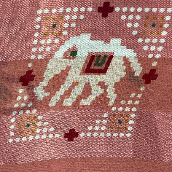 Vintage Sheer Silk-Like Elephant Pattern Fabric Scarf Wrap 48" x 220" Pre-Owned - Picture 2 of 4